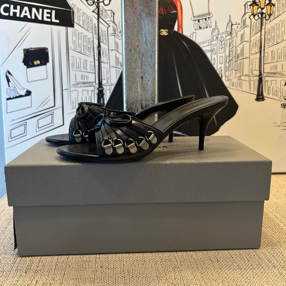 Balenciaga Cagole 70 Leather Mule in Arena Lambskin Black - Picture 5 of 10